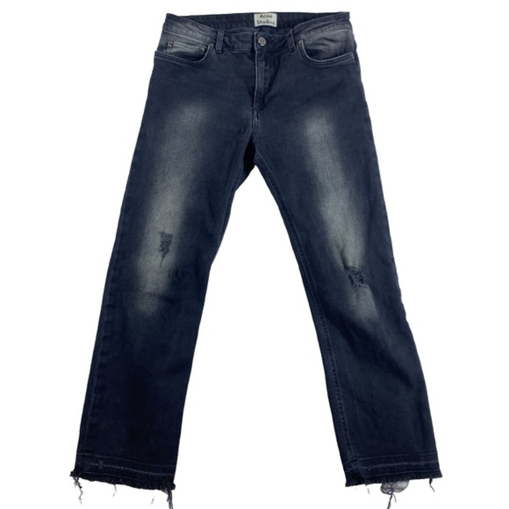 Acne Studios‎ Pop Given Trash Jeans Women Sz 28x25 Dark Wash Distressed Cropped